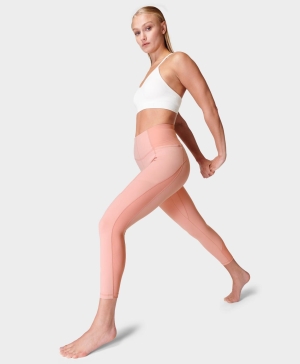 Sweaty Betty Super Soft Gerippt 7/8 Yoga Leggings Damen Rosa | HCKYN9486