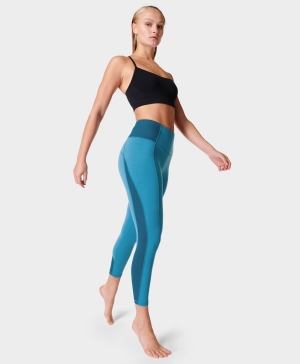 Sweaty Betty Super Soft Gerippt 7/8 Yoga Leggings Damen Blau | UZAQJ6059