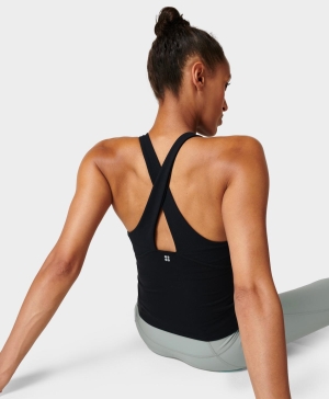 Sweaty Betty Super Soft High Neck Rib Workout Muskelshirt Damen Schwarz | ERACM1984