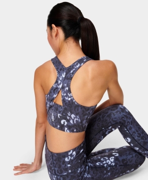 Sweaty Betty Super Soft Mesh Workout BHs Damen Blau Leopard Grau | VFUNS7089