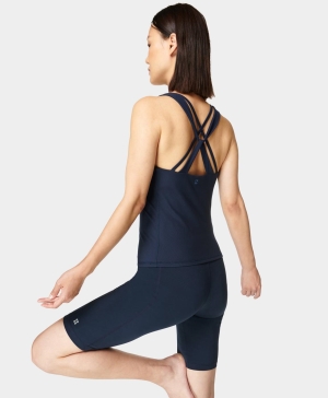 Sweaty Betty Super Soft Rib Yoga Muskelshirt Damen Navy Blau | DOHKR0675