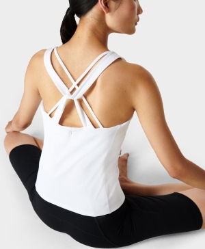Sweaty Betty Super Soft Rib Yoga Muskelshirt Damen Weiß | NXQCL5932