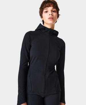 Sweaty Betty Super Soft Workout Zip Up Sweatshirt Damen Schwarz | HOZNK5426