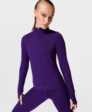 Sweaty Betty Therma Boost Lauf Half Zip Sweatshirt Damen Lila | KSILP1629