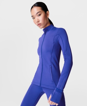Sweaty Betty Therma Workout Jacke Damen Blau | QNUJD8352