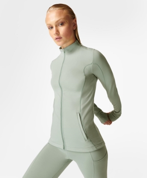 Sweaty Betty Therma Workout Jacke Damen Weiß Blau | YMGSK9452