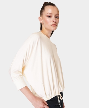 Sweaty Betty Tori Drawstring Long Sleeve Damen Weiß | IHSUW4158