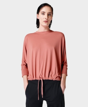 Sweaty Betty Tori Drawstring Long Sleeve Damen Rosa | PCSFY1534