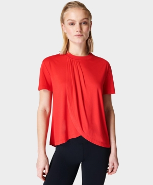 Sweaty Betty Tori Kurzes Sleeve T-shirts Damen Rot | CYJLE7258