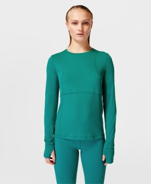 Sweaty Betty Trail Merino Long Sleeve Damen Grün | KQSLD8569
