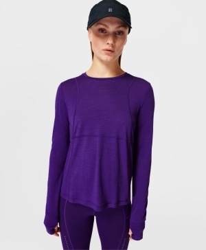 Sweaty Betty Trail Merino Long Sleeve Damen Lila | ROWYT2974