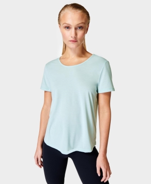 Sweaty Betty Twist Yoga T-shirts Damen Blau | QLUOJ4720