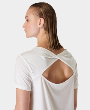 Sweaty Betty Twist Yoga T-shirts Damen Weiß | LTJNO0485
