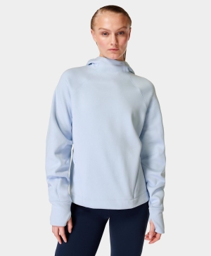 Sweaty Betty Warm Up Hoodie Damen Blau | CQWGE6580